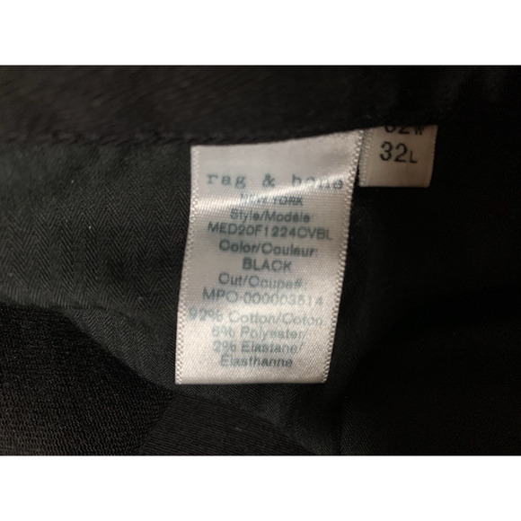 Rag & Bone Men's Size 32x32 JEANS - The Skinny Twill Pants in Black - Picture 8 of 9